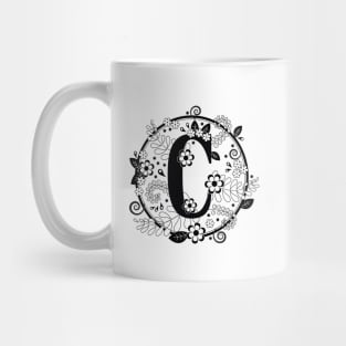 Black & White C Initial Mug